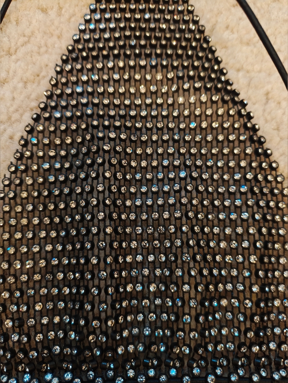 Black Rhinestone Fishnet Chainmail Raver Bikini Top. - Picture 6 of 9